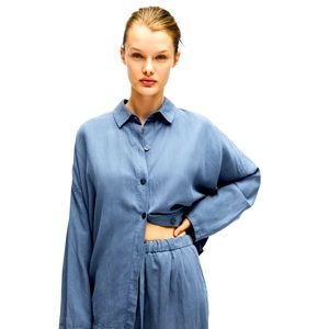 Oversized linen blend shirt